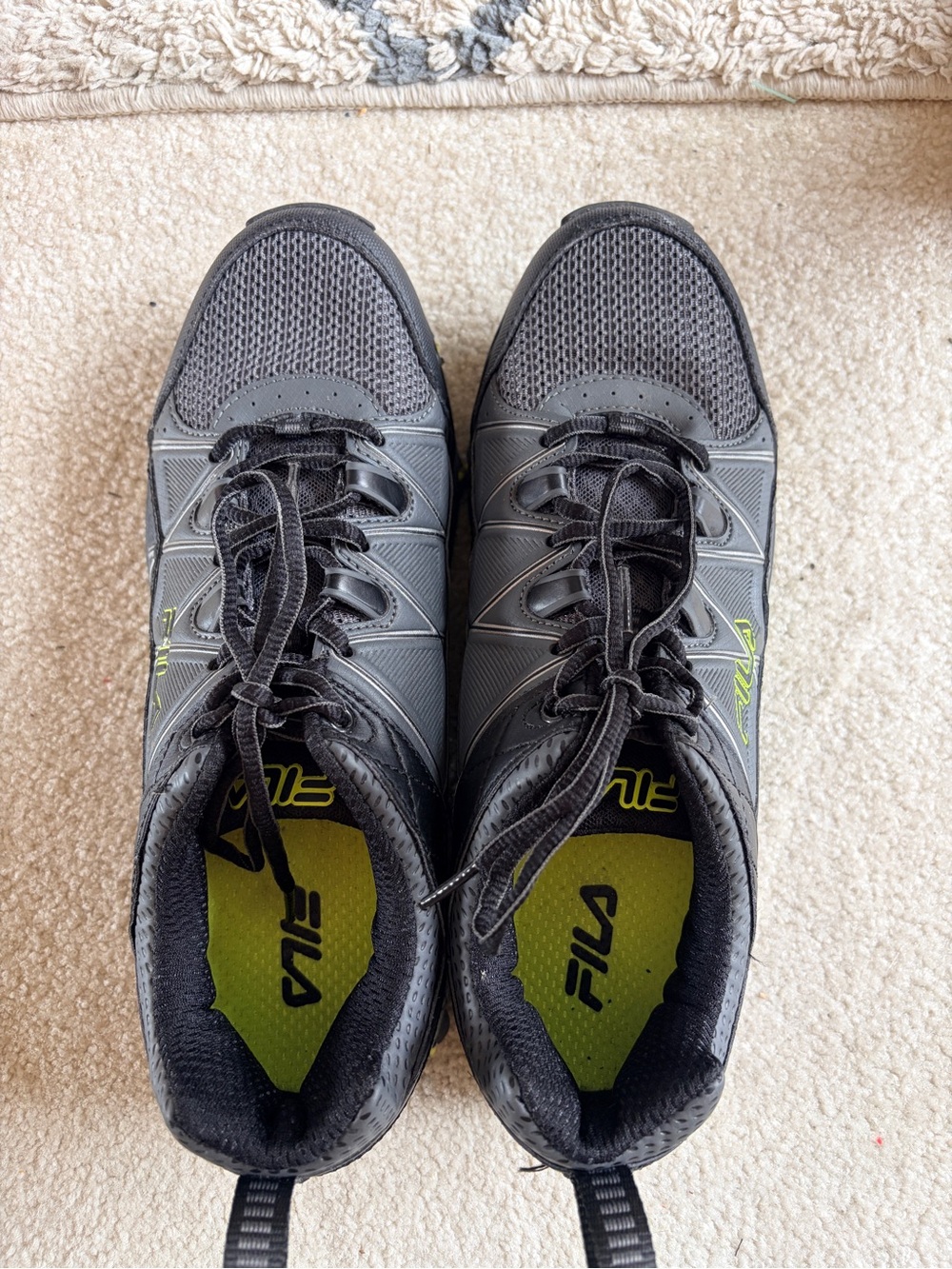 Fila Men’s Black Athletic Sneakers with Lime Accents